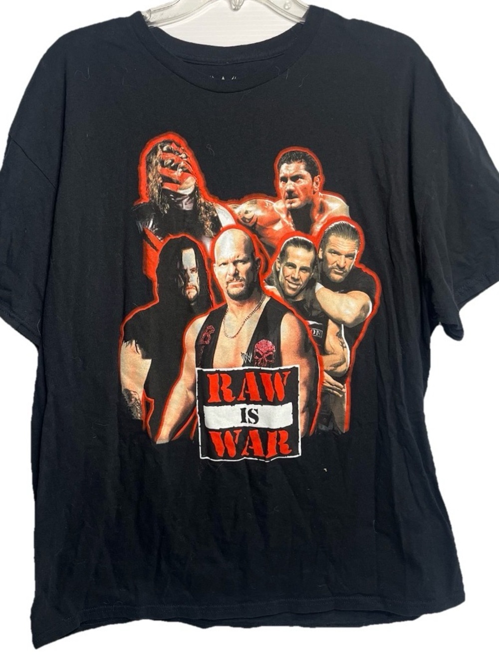 WWE Raw Is War T-Shirt Mens XL Black Stone Cold Undertaker Kane Triple H Graphic